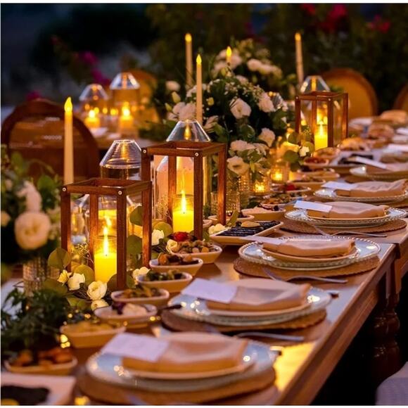 45 Pcs Wooden Wedding Lantern Eucalyptus Candle Center Piece (15 Sets) by Sabary - Picture 3 of 7